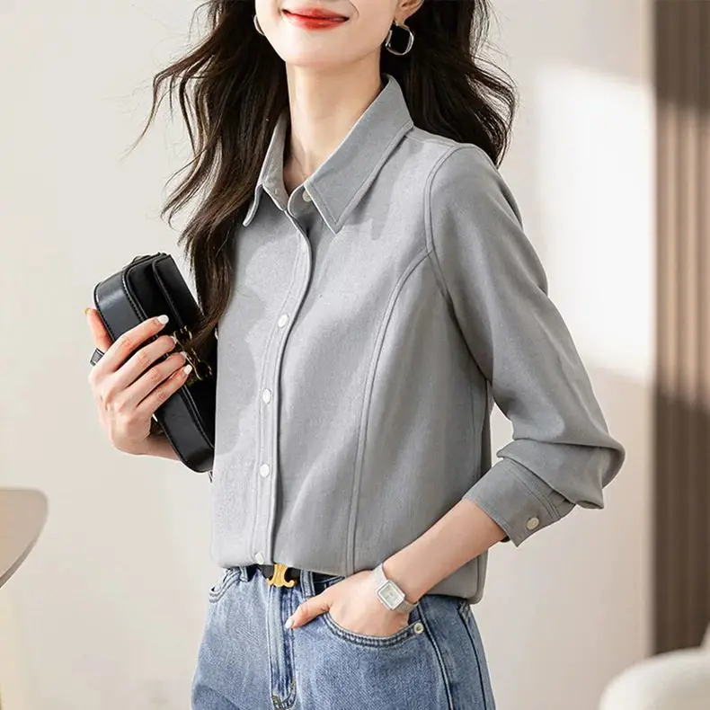 

Woolen and Thickened Shirt Women's New Stylish Top Fashionable and Popular Small Shirt Long Sleeved Shirt