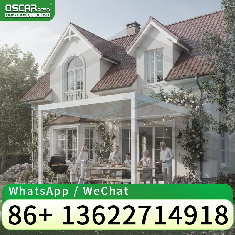 Outdoor Retractable Aluminium Roof Cover Full Set Awning Canopy for Backyard Rooftop pergola