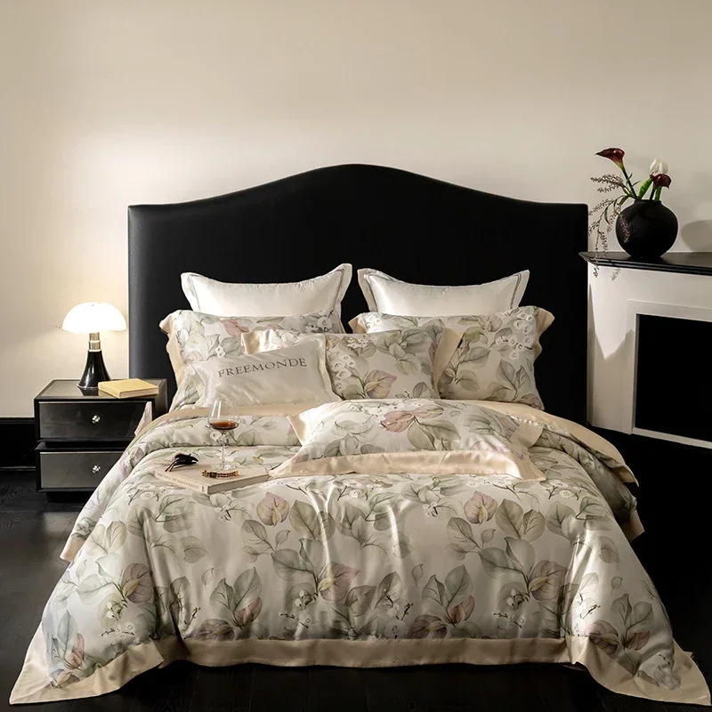 Svetanya 60s Lyocell Print Bedding Set King Queen Bed Linens Sheet Pillowcase Duvet Cover Underwear