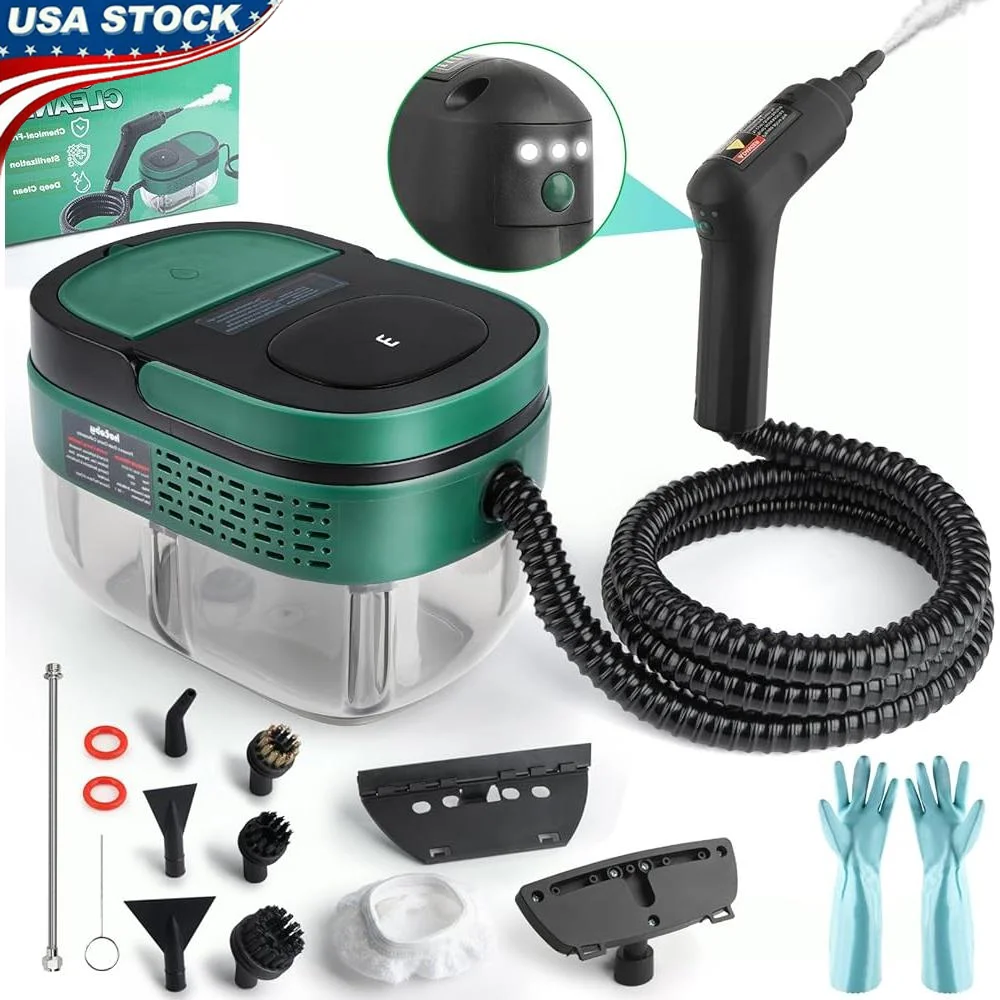 

Handheld Steam Cleaner Portable High Pressure 1.6L Large Tank 3-Level Adjustable Heat Up Quickly with Accessories Ideal Home Car