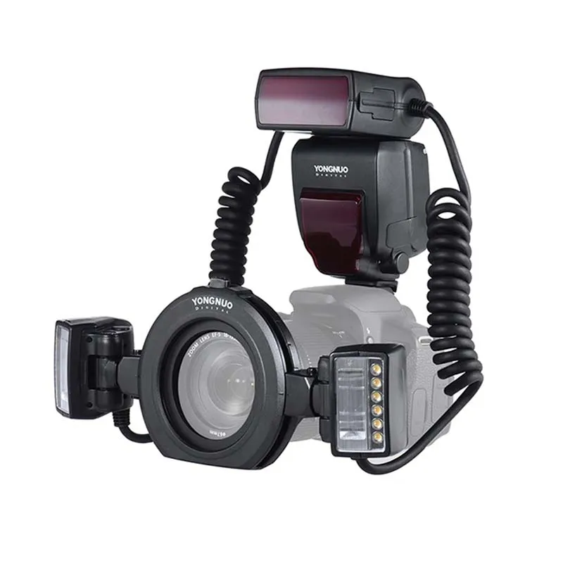 

YONGNUO YN24EX вспышка Speedlite 5600K с 2 головками вспышки и 4 переходными кольцами для камер Canon EOS 1Dx 5D3 6D 7D 70D 80D