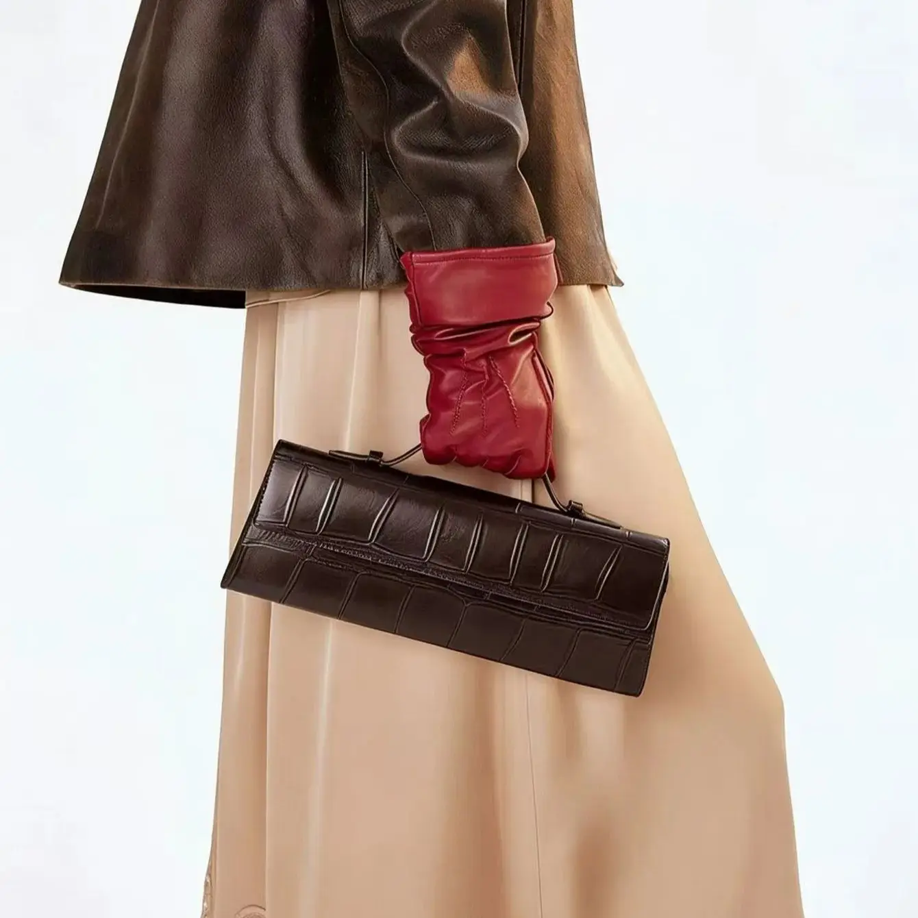 

Elegant Bag Woman 2026 Korean Burgundy Luxury Bag Vintage Long Shoulder Bag Handbags Ladies Clutch Underarm Bag PU Leather