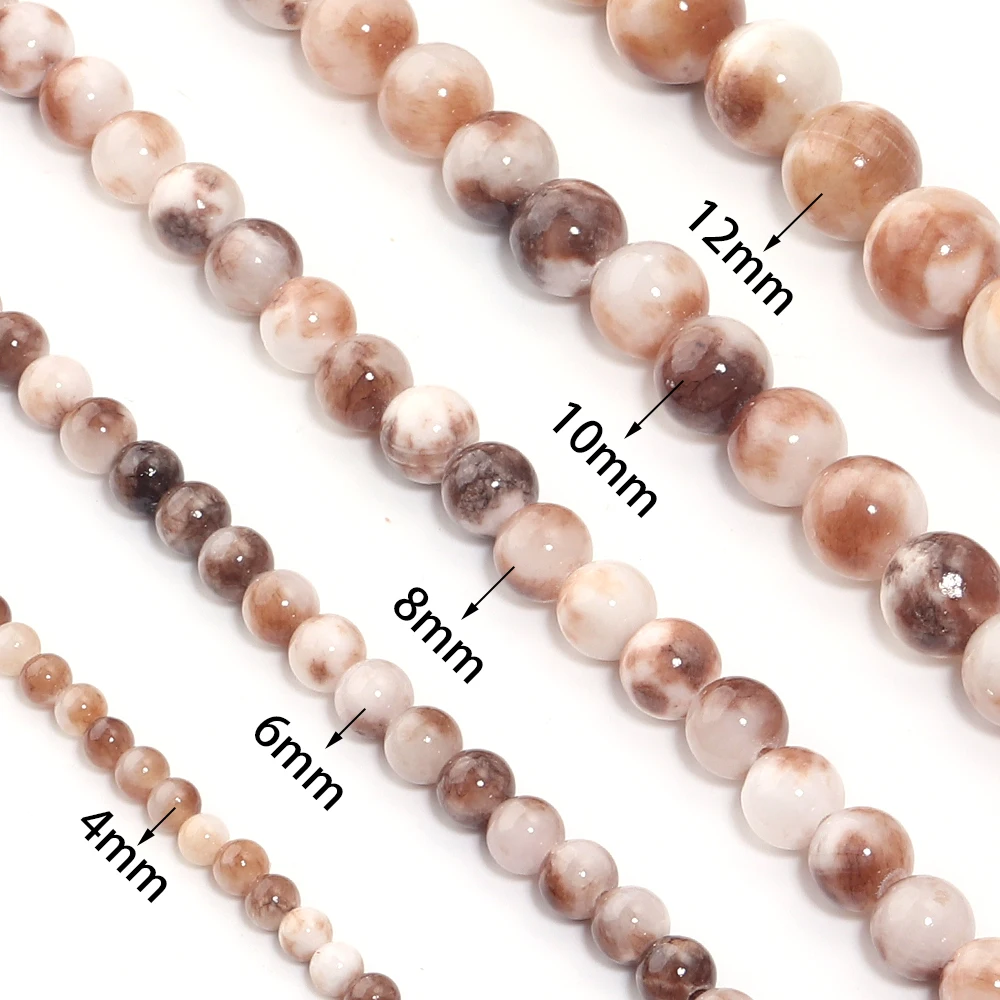 4/6/8/10/12mm Natural Stone Coffee White Persian Jade Beads Round Loose Beads For Jewelry Making DIY Bracelets Necklace Findings