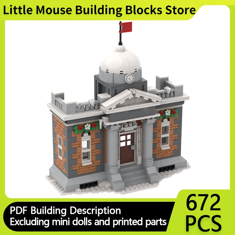 

City Street View Model MOC Building Bricks Urban Area Winter Bank Modular Technology Gifts Holiday Assemble Children Toys Suit