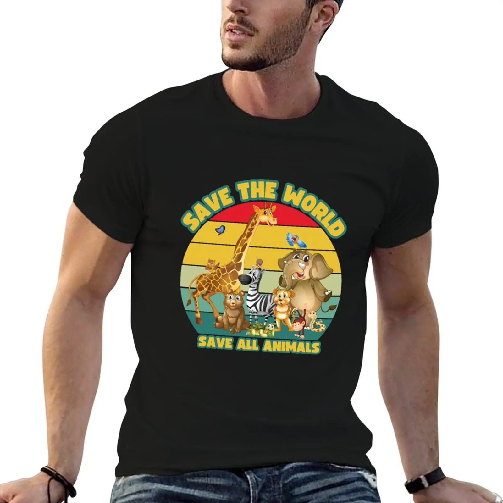 

Save The World, Save All Animals T-Shirt cotton t shirt pack cotton tshirt 100% cotton t shirts high quality T-shirt