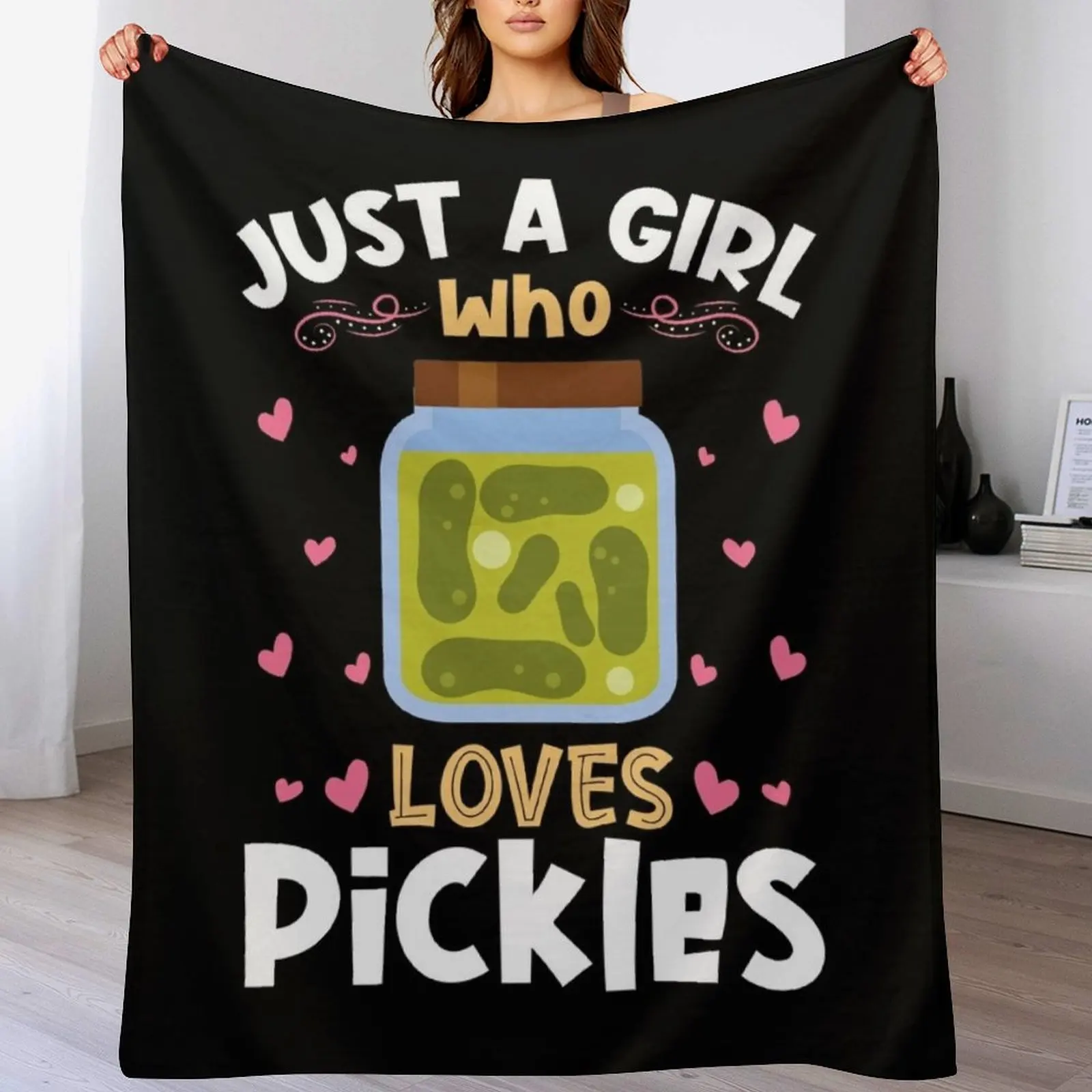 Just a Girl who Loves Pickles Vegan Throw Blanket Single warm winter Blankets