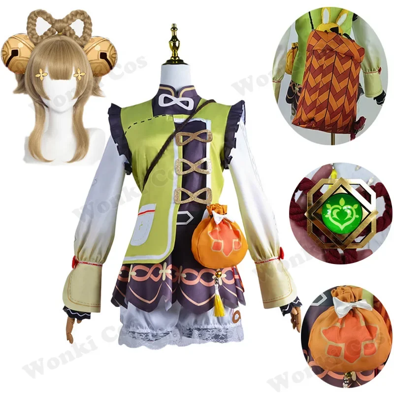 

Yaoyao cosplay costume Loli girl costumes game impact Yao Yao cosplay backpack dolls bag party cosplay costume full set