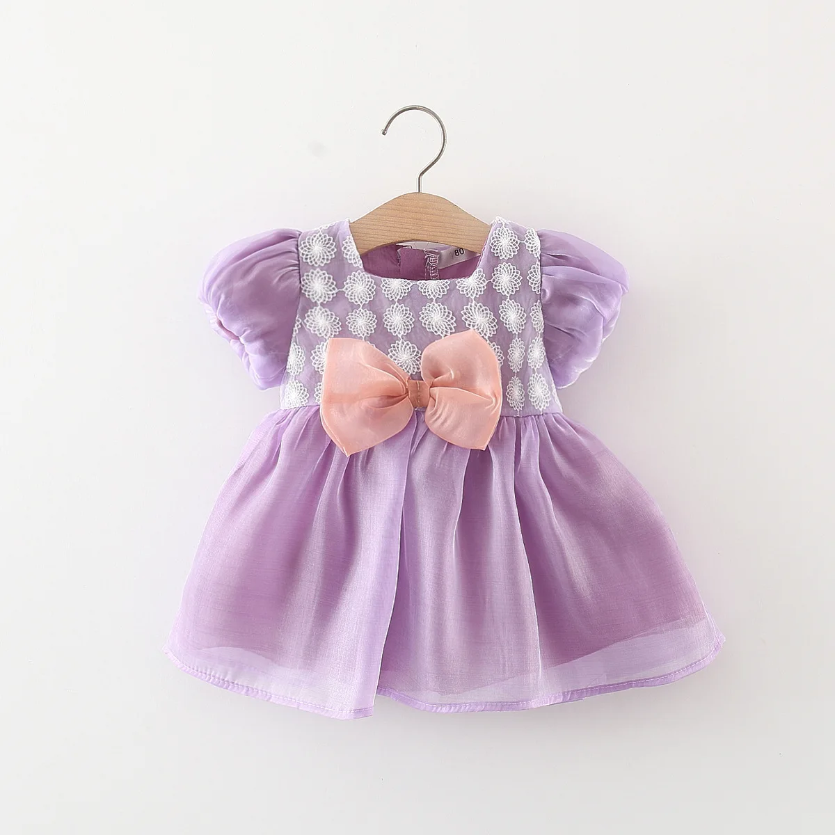 

Summer baby girl party dress boutique fashion print lovely bow flower princess dress puffy skirt newborn clothing children