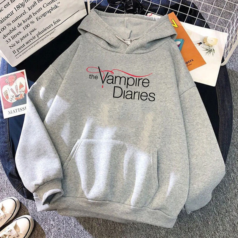 Neuer The Vampire Diaries Print Hoodie für Damen und Herren, lässige Oberteile, Herbst- und Winter-Sweatshirts, langärmelig, Harajuku-Pullover – Detail 3