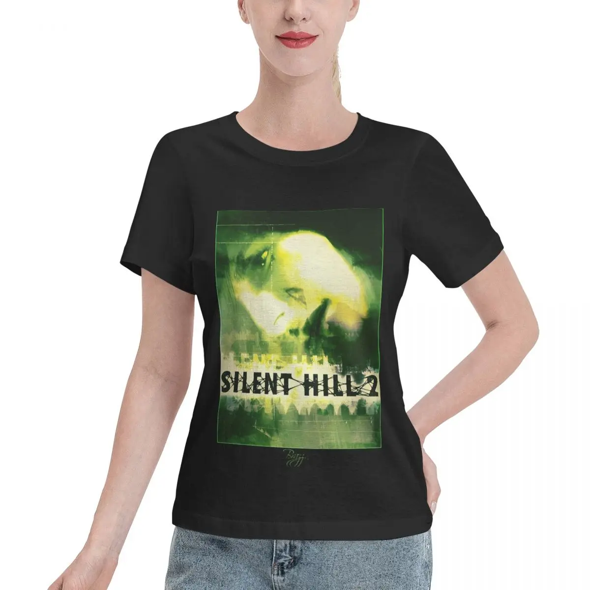 Envío Rápido, Camiseta de Mujer Silent Hill 2 - Ps2, Diseño Original de la Caja (Funda Verde), Camiseta Informal Minimalista para el Hogar