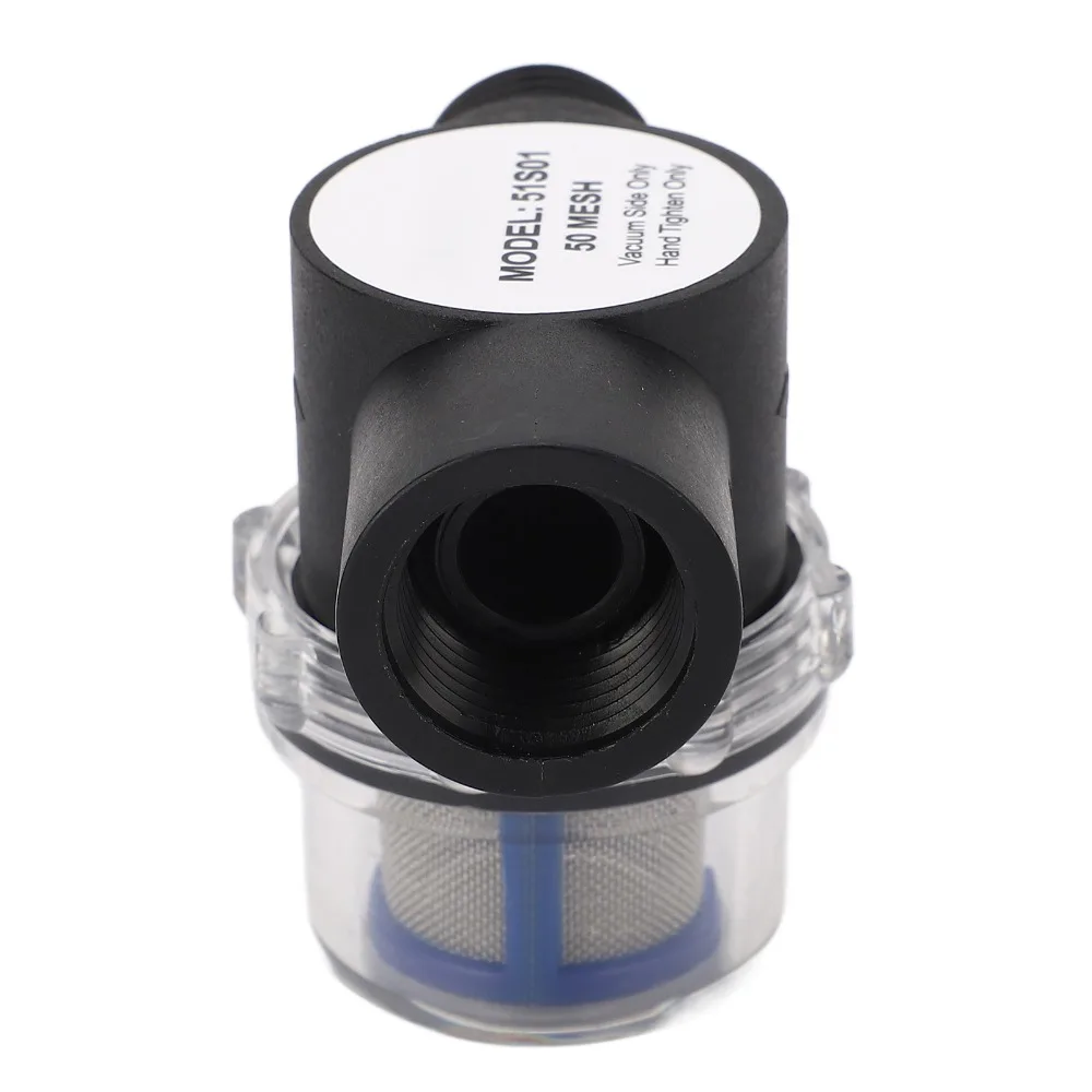 

1/2in-14 Inline Filter Female Thread Black Water Strainer Plastic 50 Mesh Screen Strainer Filter RV Water Systems