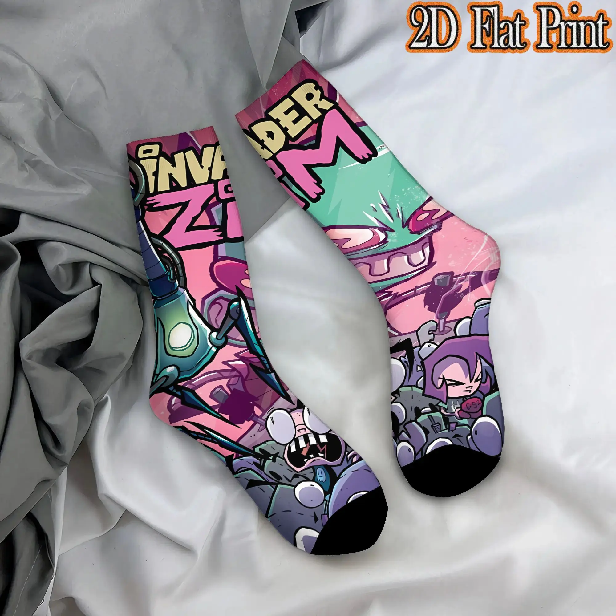 Invader Zim Anime Vintage  Street Style Novelty Pattern Mid-calf Winter Sock Sports Socks