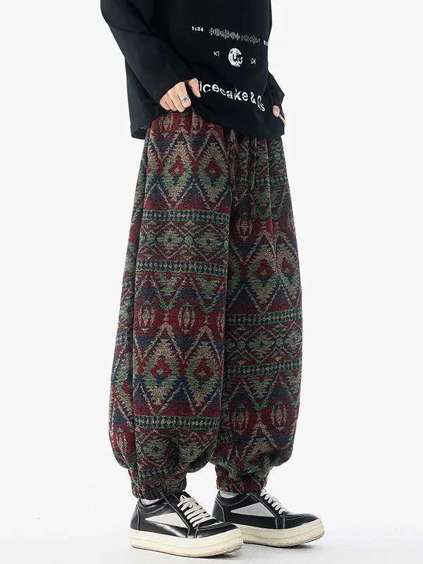 

Thiened Winter Zen Study Lantern Pants Loose Casual Trousers for Men Tai Chi Kung Fu Pants Ethnic Sle Polyester Fiber