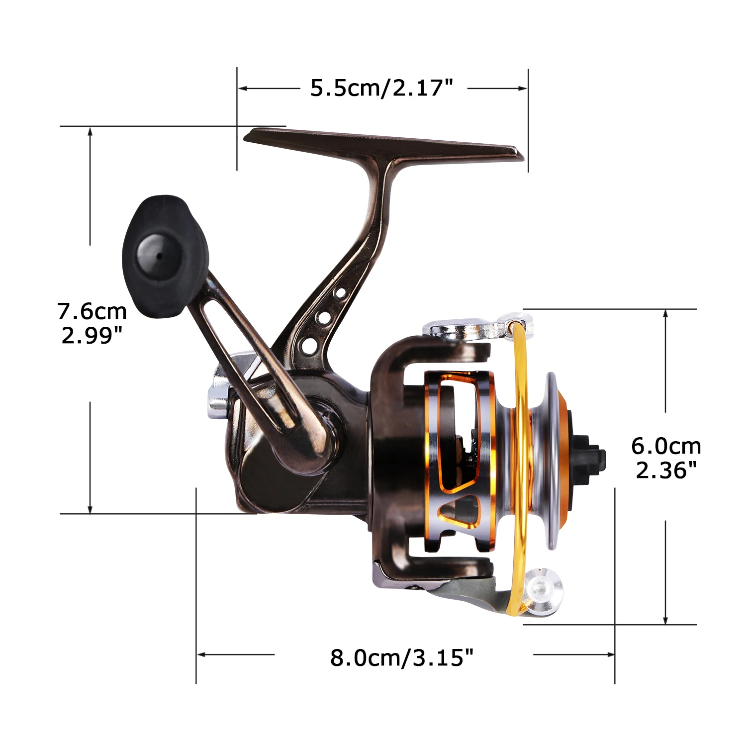 Goture Durable Spinning Reel Stainless Steel Main Shaft Metal Spool Interchangeable Left‑Right Handle for Lure Fishing Gear