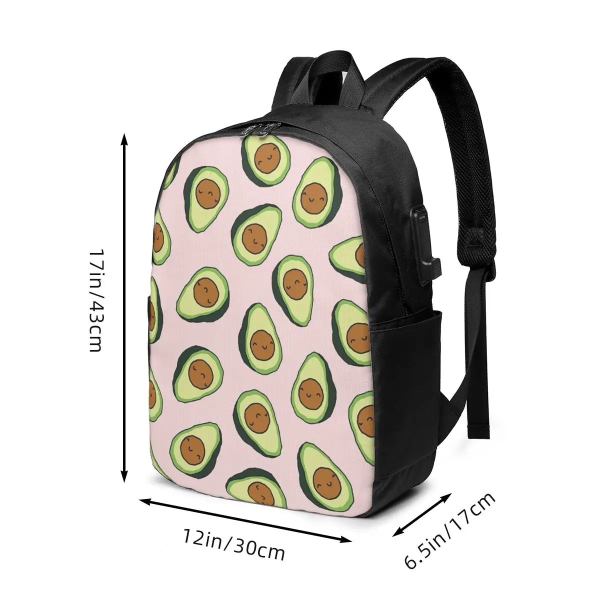 Cute Avocado Pattern Backpack Travel Notebook Bag Computer College Student School Bag Laptop Shoulder Bags for Men Women