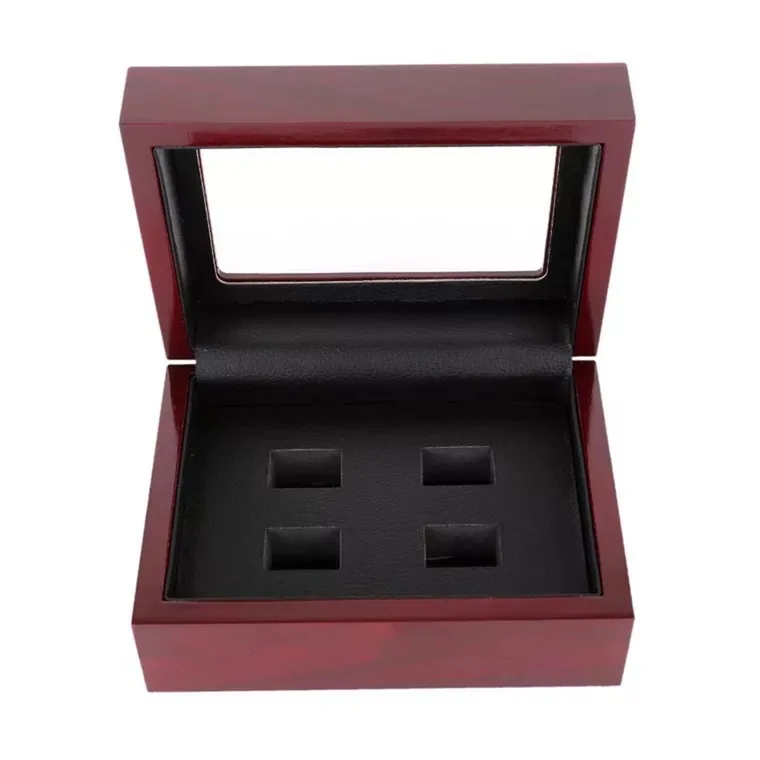 

4-hole Championship Ring wooden box packaging display box Custom packaging box dedicated to ice hockey football games