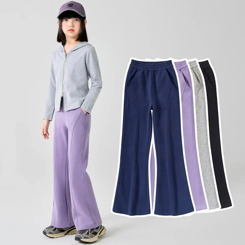 Girls Flared Pants 2025 Spring Autumn Children's Versatile Sweatpants Teenger Micro-pull Trousers Kids Leggings Baby Joggers