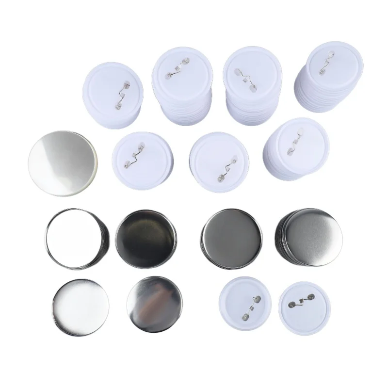 

100 Set Pin Back Button Parts 2.3in Diameter Tinplate Plastic Base Button Making Supplies For Badge Craft DIY