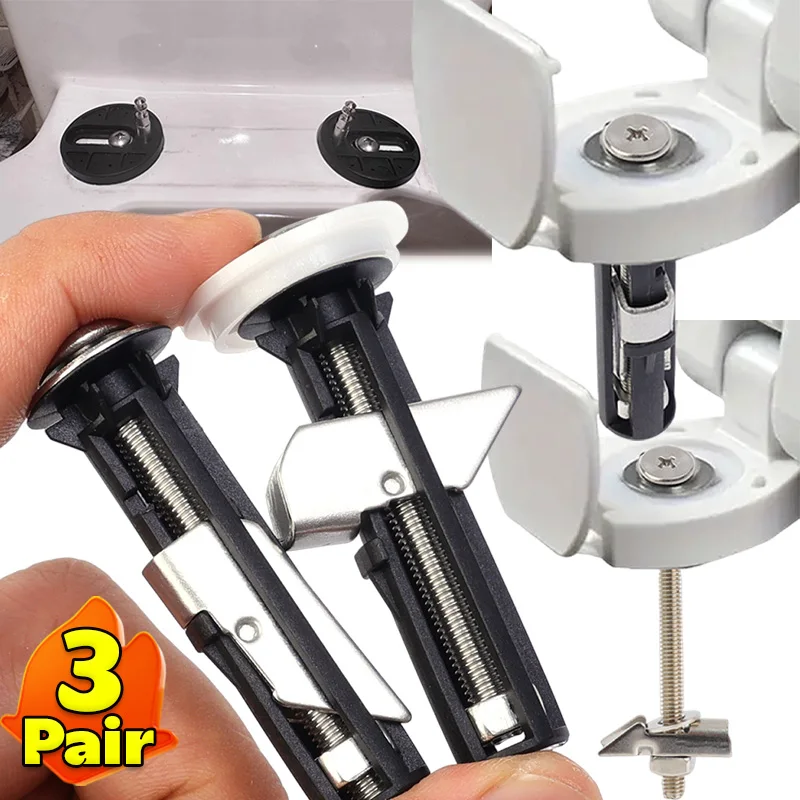 Toilet Seat Fastener Bolt Stainless Steel Tank Toilet Screw Hinge Bathroom Retractable Top Mount Nut Bolts Toilet Cover Bolt Kit