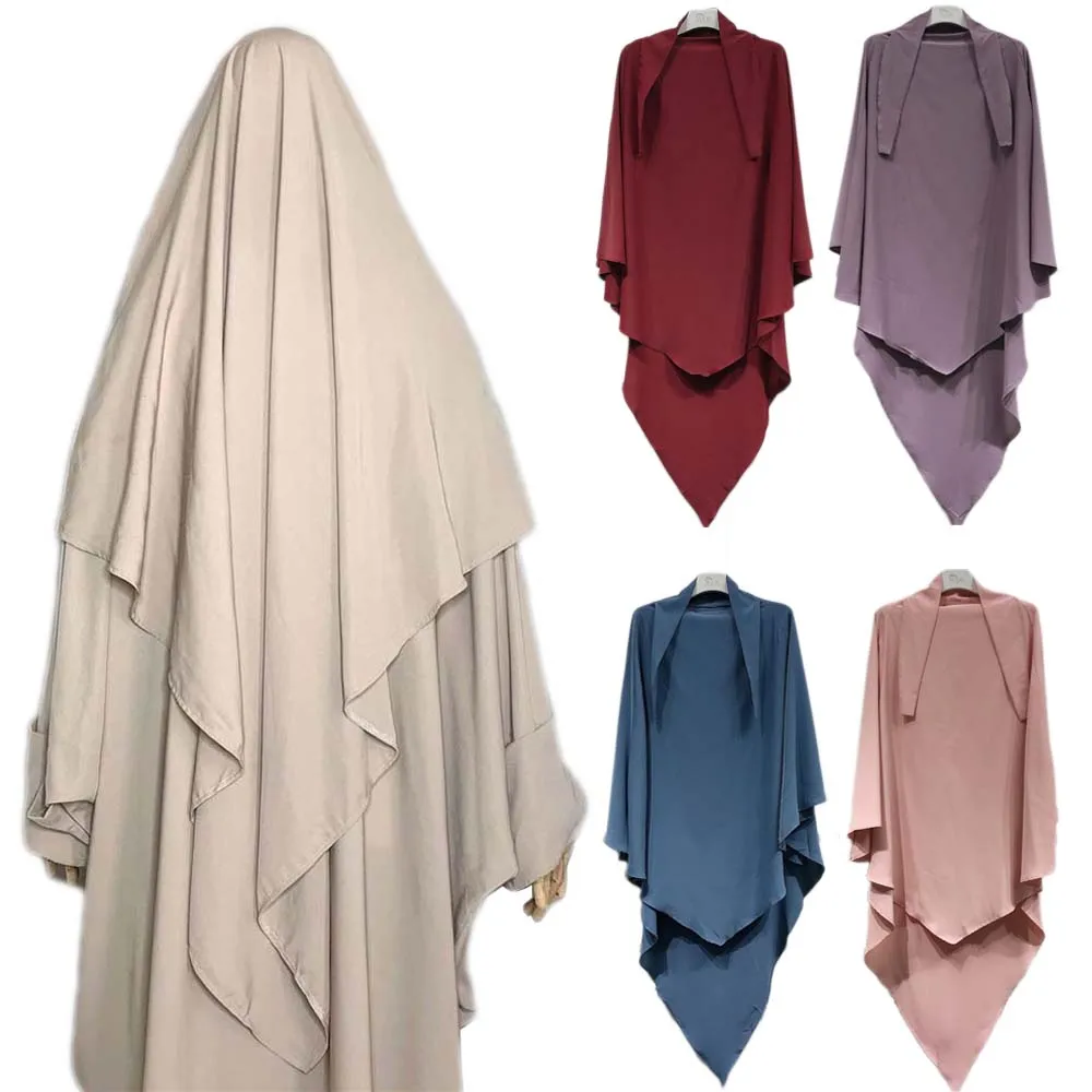 

One Layer Long Khimar Women Muslim Hijab Ramadan Prayer Garment Robe Eid Hijabs Islamic Tie Back Prayer Robe Djellaba Niqab