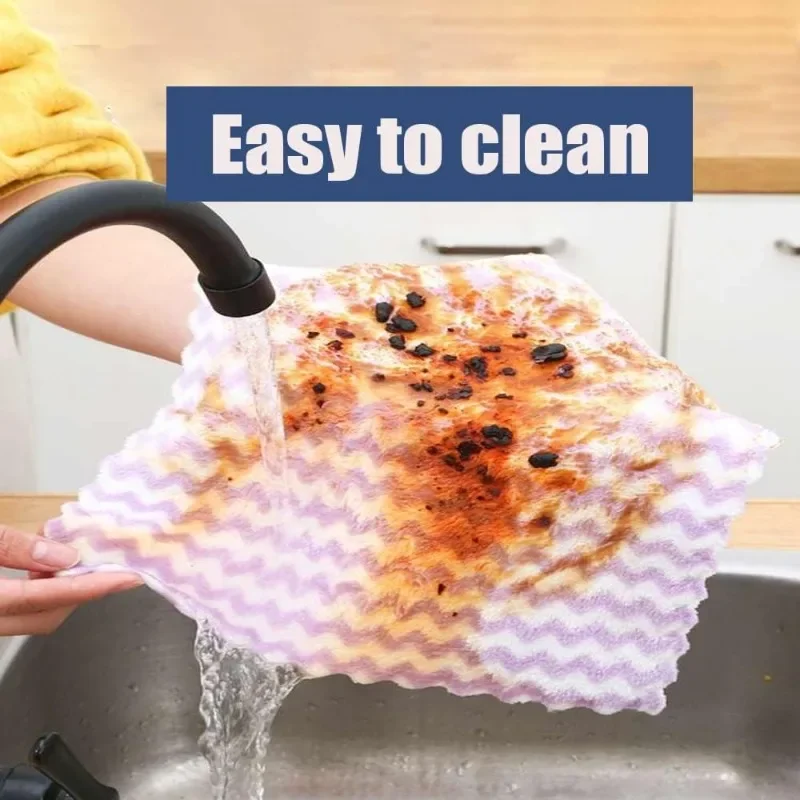 20-1PCS Coral Fleece Dishcloths Thickened Kitchen Cleaning Towel Absorbent Non-stick Oil Microfiber Rag Pan Pot Dish Wipe Cloth