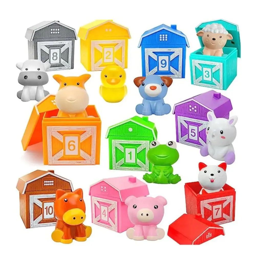 Color Sorting Animal Finger Puppets Early Education Interactive Animal Matching House Barn Counting Toddler Learning