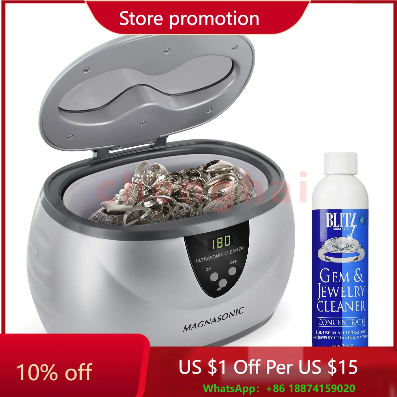 

Цифровой ультразвуковой очиститель ювелирных изделий с раствором для чистки ювелирных изделий из драгоценных камней-