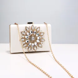 Bolso de mano blanco para mujer, cartera de mano para boda, bolso de noche de cristal para mujer, bandolera pequeña de lujo, 2021