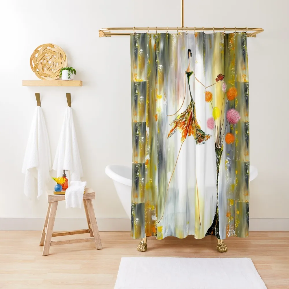 

Lady with a butterfly Shower Curtain Shower Set For Bathroom For Bathroom Waterproof Bathroom Shower Curtain