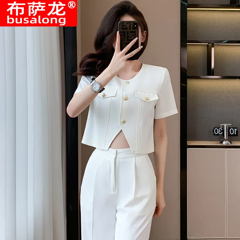 2024New Short-Sleeved Suit for Women Spring and Summer Fashion Western Style Youthful-Looking Small Short Business Suit