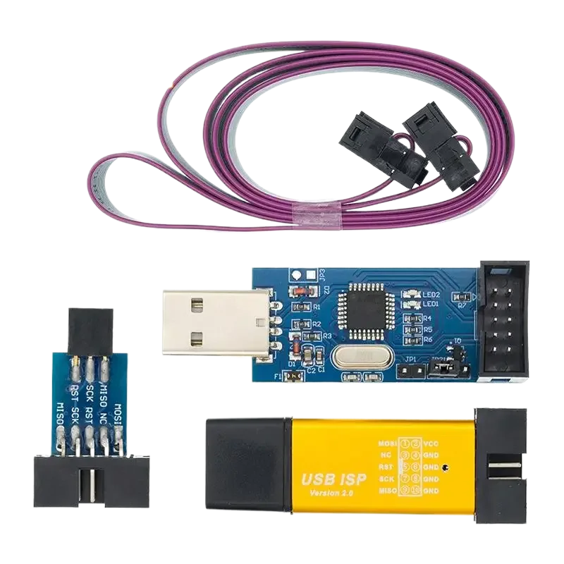 Programador USBASP USBISP AVR USB ATMEGA8 ATMEGA128 ATtiny/CAN/PWM módulo de cable de 10 pines DIY + carcasa de placa adaptadora de 10 pines a 6 pines