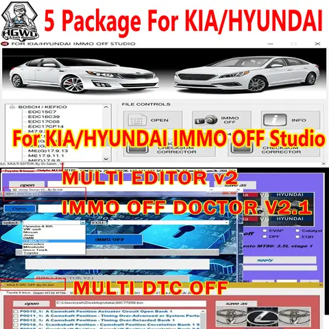 5 Package For Hyundai KIA software KIA HYUNDAI IMMO OFF STUDIO IMMO OFF MULTI EDITOR V2  DT C OFF By Dr.Sh with Unlimited KEYGEN