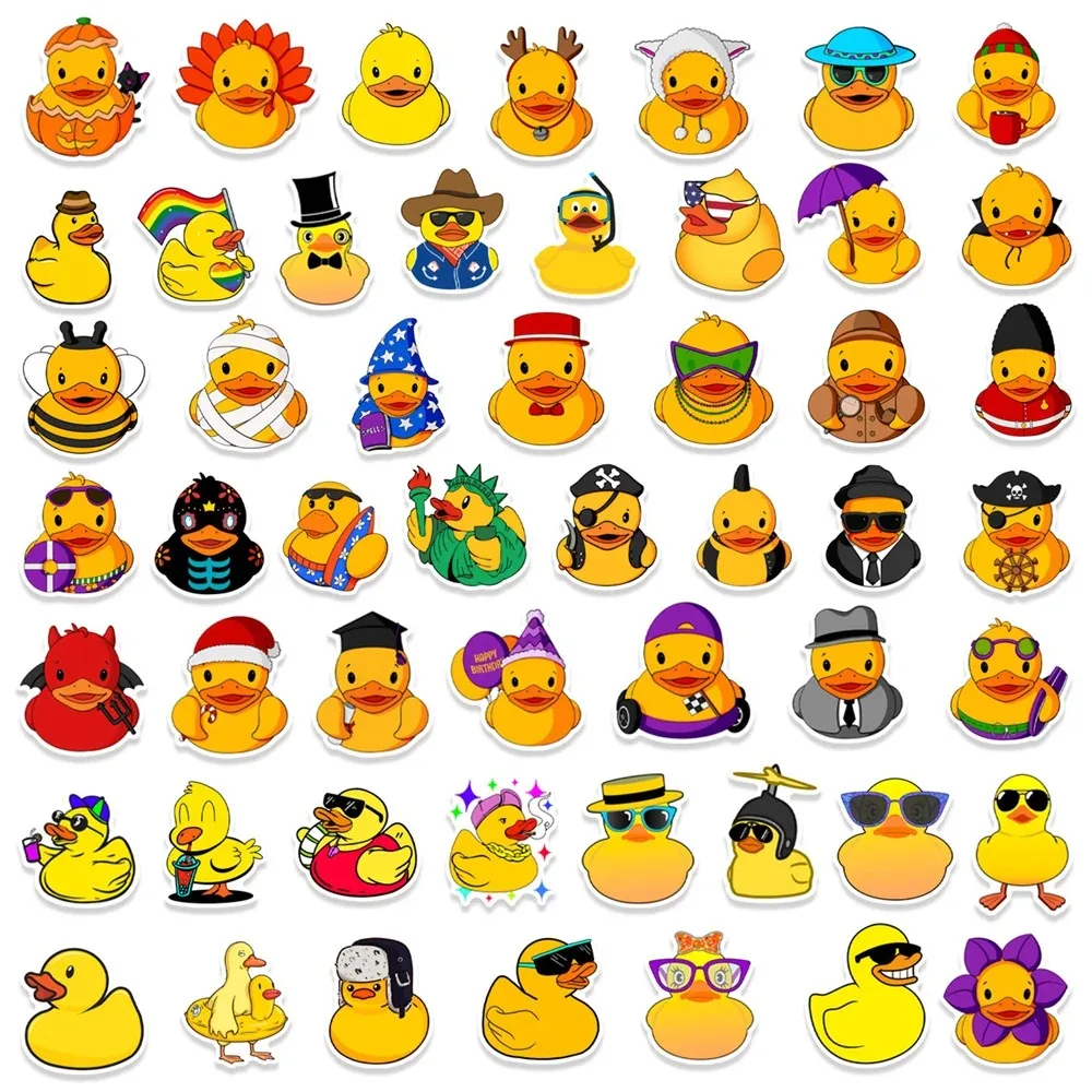 50PCS New INS Little Yellow Duck Sticker Cartoon Creative Anime Computer Desk Luggage Car Decoration Waterproof