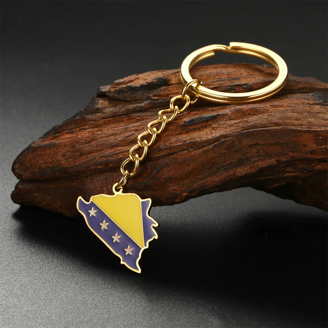 

EUEAVAN Bosnia and Herzegovina Map Keychain Stainless Steel Classic Flag Car Keyring Women Men Bag Charms Party Jewelry Gift