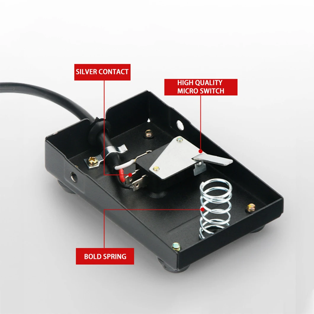 TFS-1 Foot Pedal Switch 1NO1NC Electric Power Control Momentary Pedal Switch AC250V 10A with 12/16MM 2/3 Core Aviation Plug