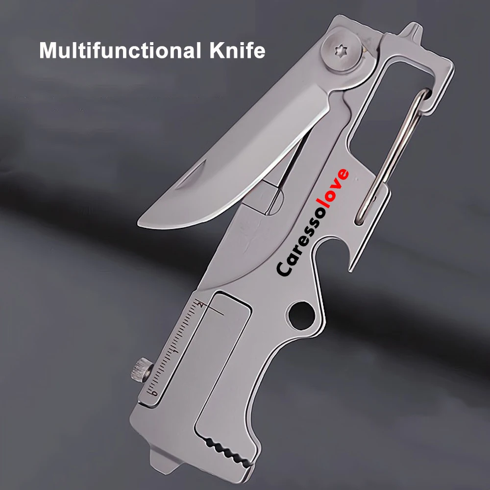 EDC Multifunctional Pocket Knife Mini Wrench Keychain Folding Knife Outdoor Multitool Bottle Opener Express Box Cutter Jackknife