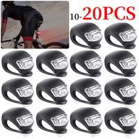 10-20Pcs LED Silicone Bicycle Front Rear Light Set 3 Modes Waterproof MTB Mountain Road Bike Cycling Headlight Tail Warning Lamp