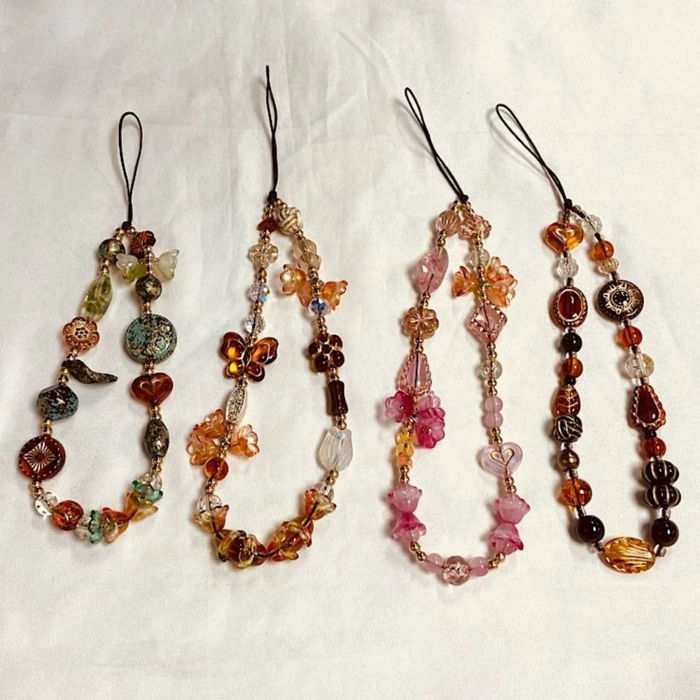 Fashion Women Beaded Phone Charm Strap Ins Wrist Hanging Ornament Phone Case Keychain CCD Camera Ant