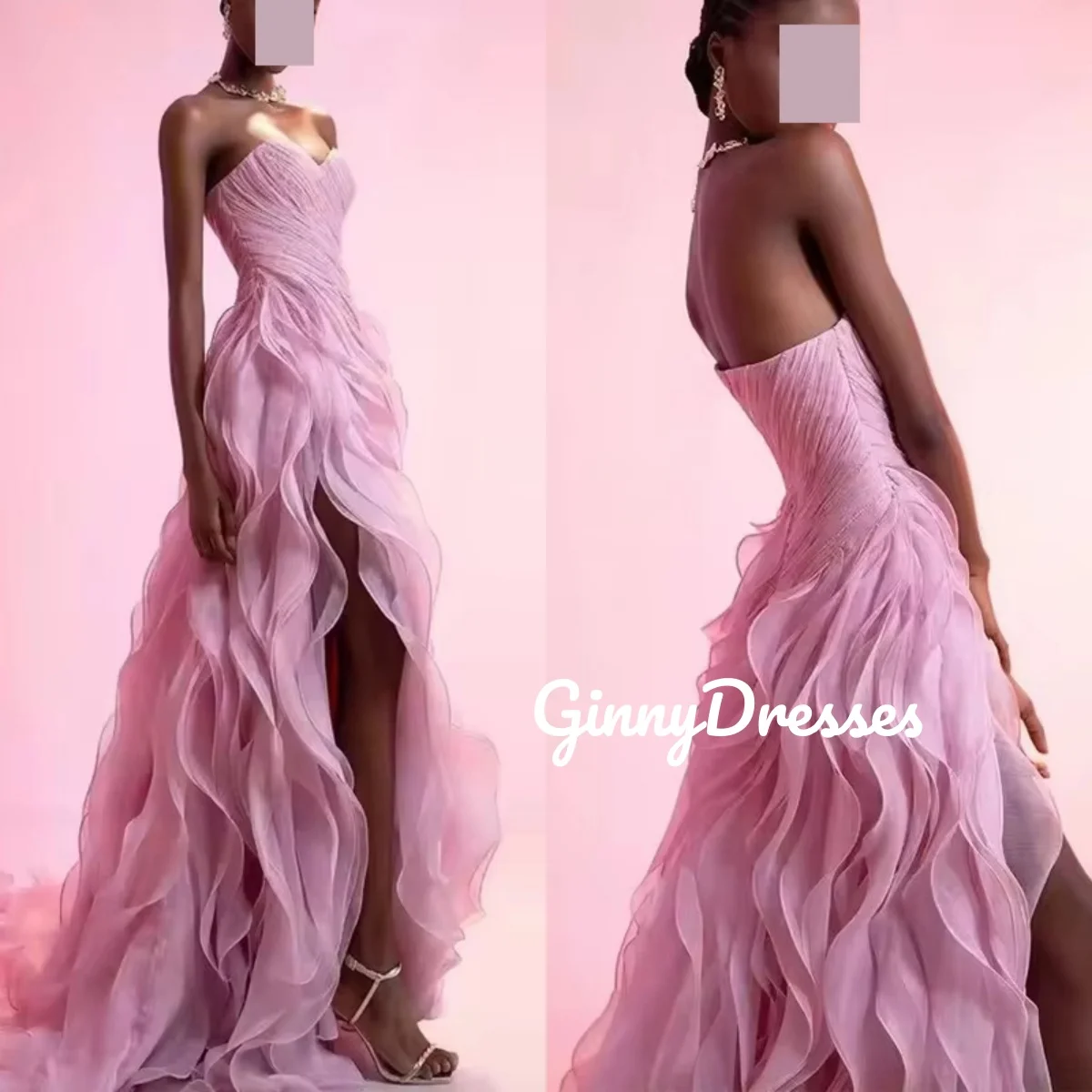 

Вечернее платье трапециевидной формы с разрезом на заказ, милые платья длиной до пола для особых мероприятий, с рюшами, без рукавов, на молнии, Vestidos De