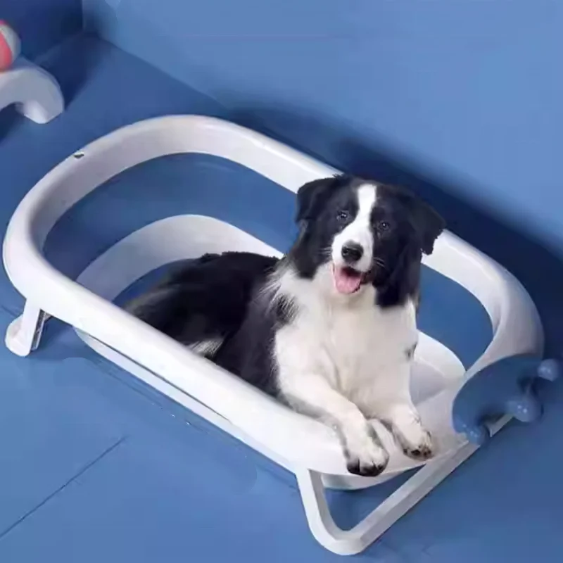 

！@Pet Bathtub with Water Drain Plug Collapsible Pet Bathtub With Real-time Temp Monitor Portable Travel Dog Tub
