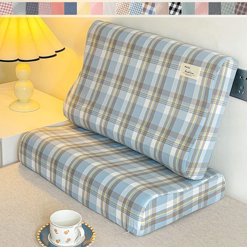 

Soft Cotton Pillowcase Washable Plaid Cover 30x50 40x60cm Japanese-style Pillowcase for Memory Foam Pillow (No pillow core)