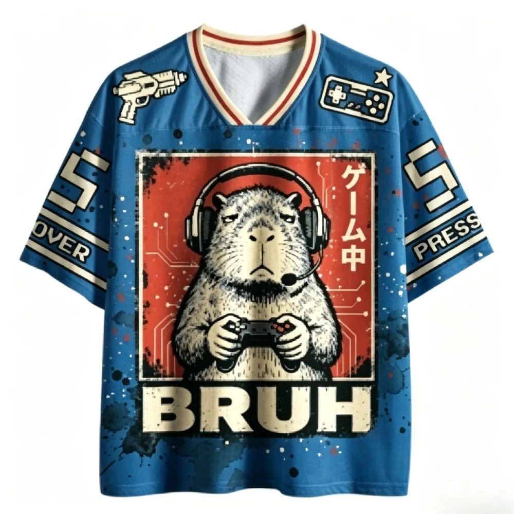 

2026 Summer Retro Capybara Pattern 3D Printed T-shirt Loose Fashion Breathable Casual Daily Style Shoresleeve Tee Family Outfits