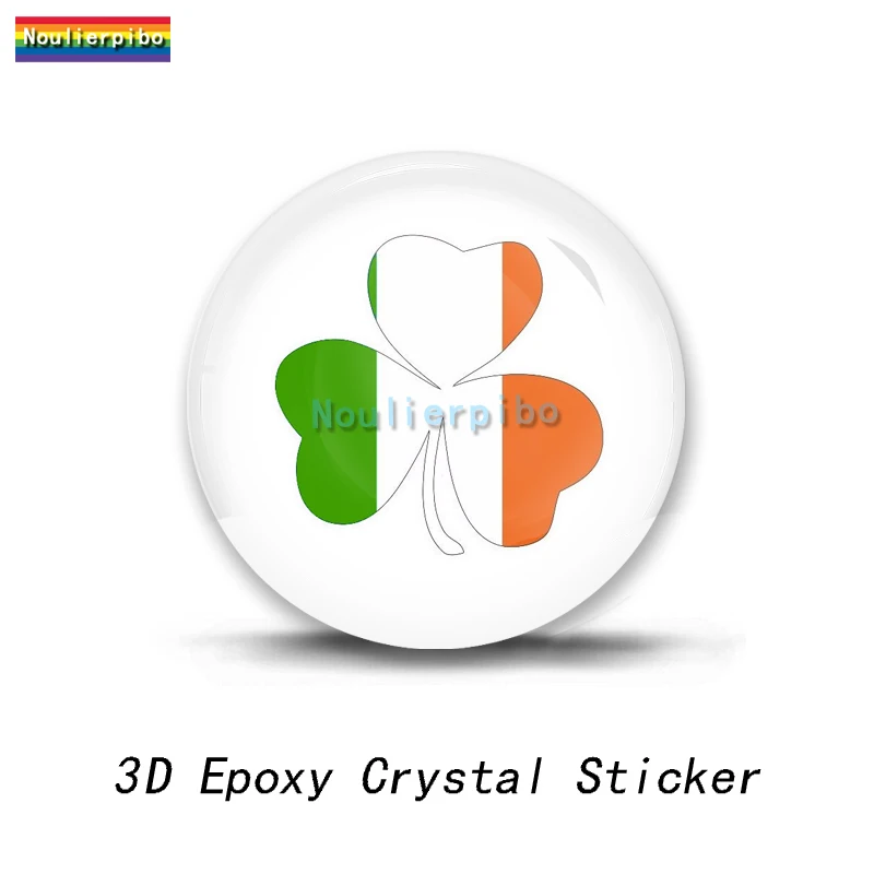 3D Personalized Crystal Top Ireland Leaf Flag Flexible Car Sticker Car Motorcycle Helmet Office Supplies Vinyl Sticker