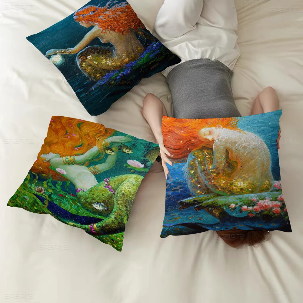 

Victor Mermaid Art Decorative Room Aesthetics Pillow Case Home Decor Bedroom Sofa Bed Couch Pillow Cover 45x45