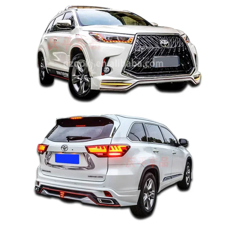 Hot selling body kit For Highlander 2015-2021 to Lexus style Front Bumper Rear  Assembly with grille Car s