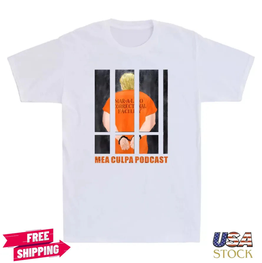 Mea Culpa Podcast Funny President Mugshot Portrait Quote Vintage Men's T-Shirt