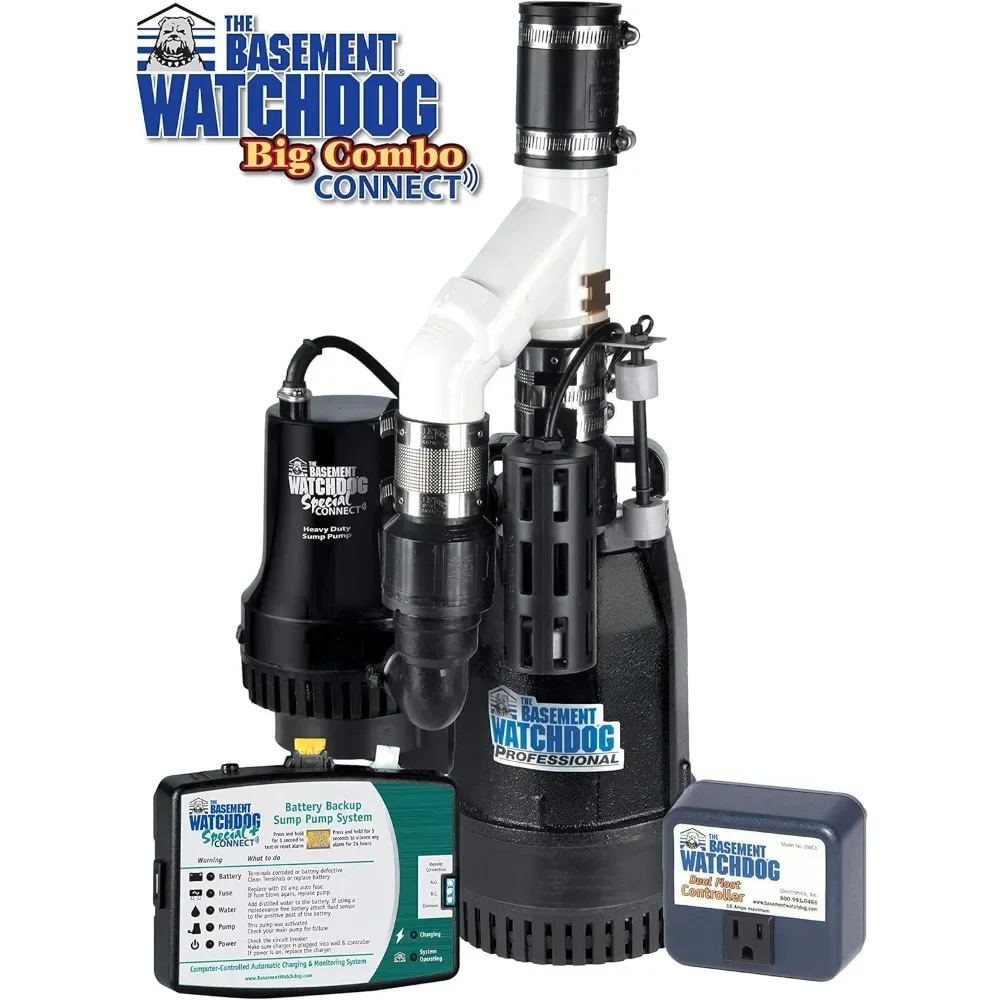 Big Combo CONNECT Model CITS-50 ½ HP Primary and Battery Backup Sump Pump System with Smart WiFi Capable, FREE SHIPPING.