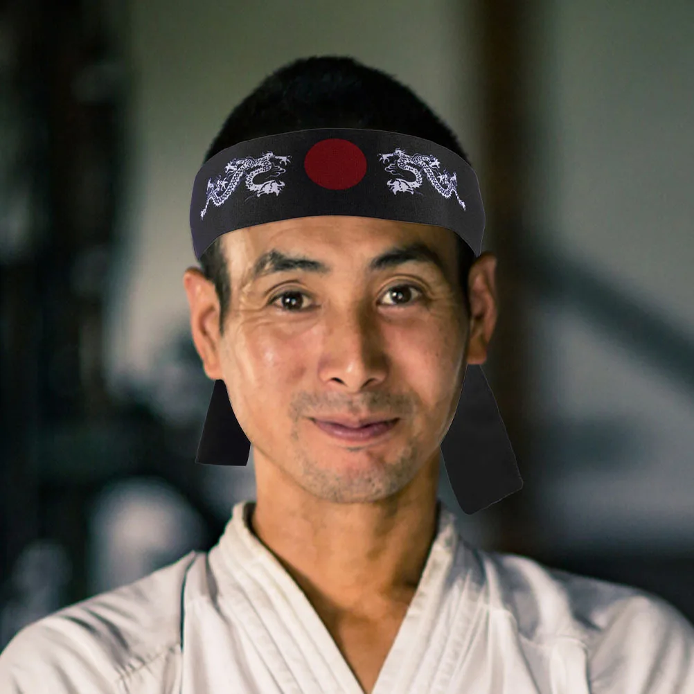 8 szt. Japońskie opaski na głowę Hachimaki dla mężczyzn i kobiet, akcesoria do kostiumów ninja, opaska na głowę samuraja z motywem smoka, opaska przeciwpotna