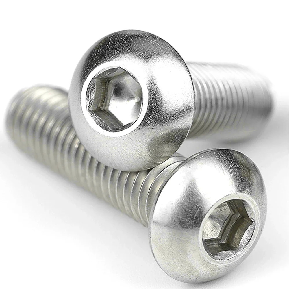 DIN 7380 Button Head Socket Cap Screws M2-M12 - 304 Stainless Steel Mushroom Head Allen Bolts