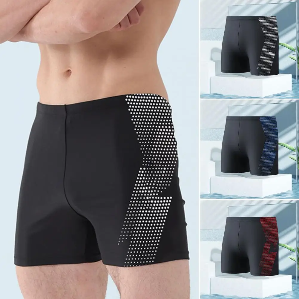Men Swimming Trunks Quick Dry Soft Elasic High Waist Soft Breathable Printed Hot Spring Bathing Shorts Summer Beach Shorts